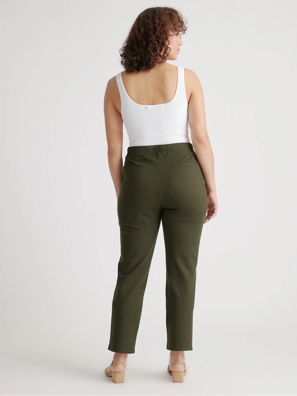 Quince Ultra-Stretch Ponte Straight Leg 4-Pocket Pants in Olive Size M - Picture 4 of 11